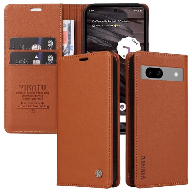 Funda para Google Pixel 7A Estuche de Cuero PU Tipo Cartera con Ranuras para Tarjetas y Cierre Magnético