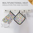 thumbnail image 4 of Yayeee Oven Mitts and Pot Holder Set of 4 Heat Resistant Kitchen Gloves Baking Hot Pad, Green Wildflower Pattern, 4 of 5