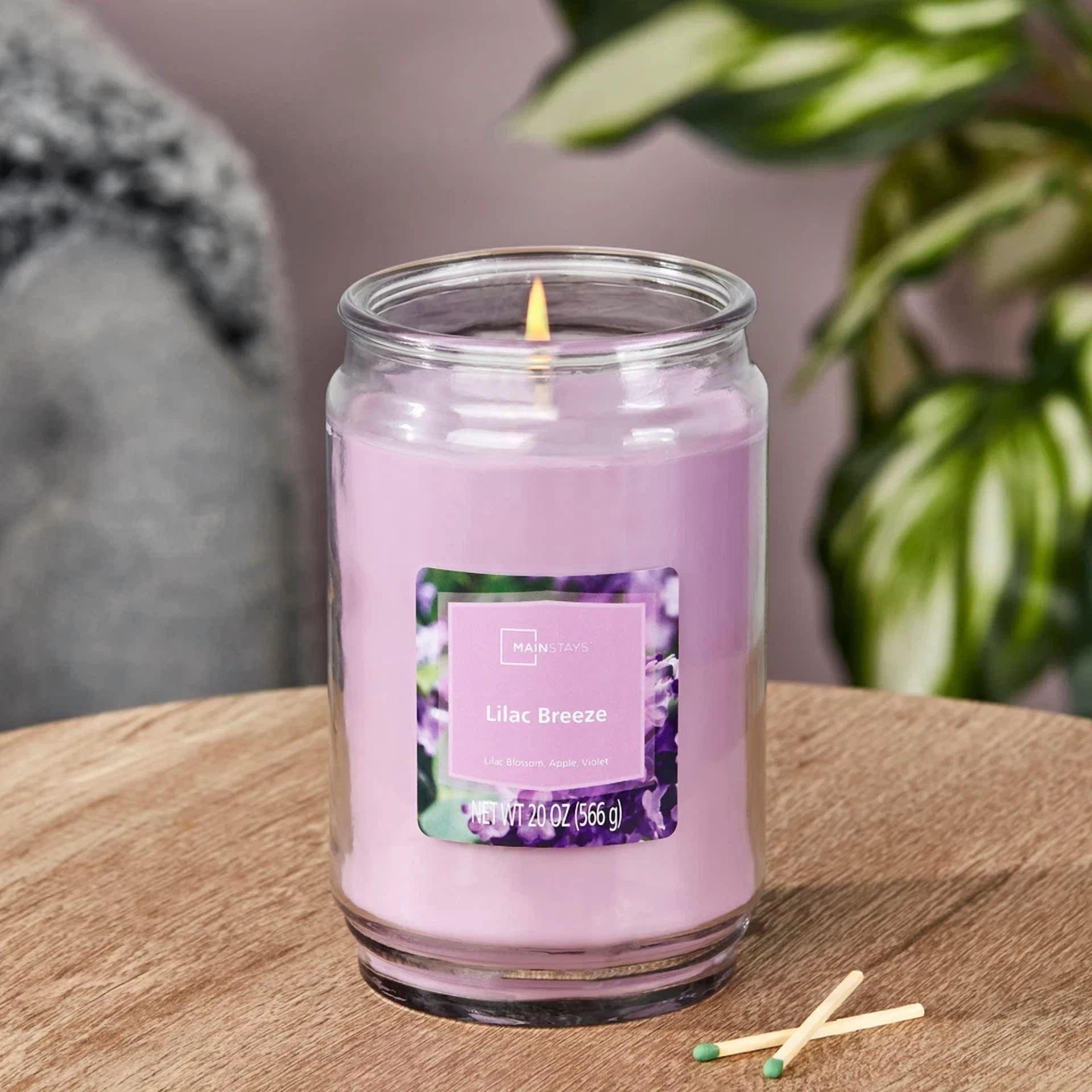 Lilac Breeze Scented Single-Wick Large Glass Jar Candle, 20 Oz