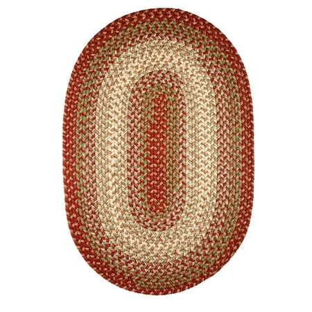 Red Indoor & Outdoor Rug, Braided Textured Design, 2Ft. X 6Ft. Oval Runner Sunroom/Porch
