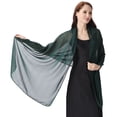 thumbnail image 3 of Defitshape Women's Sheer Shawl Travel Scarf Fall Summer Fashion Lightweight Thin Spring Soft Pashmina Shawl Dark Green One Size, 3 of 5