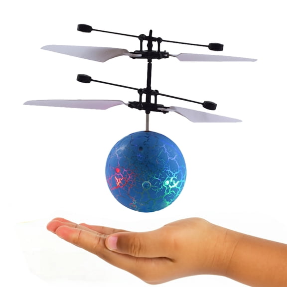 Flying Orb Toy Game Hand-Controlled Mini Drone Cosmic Globe 360°Rotating LED Flying Ball Toys RC Toys Gifts for Boy Girl，Blue