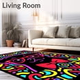 thumbnail image 2 of ODIKA 2'x3' Machine Washable Non-Slip Area Rug, Pug with Glasses and Festive Bow Tie Modern Art Interlocking Design High Traffic Rug with Pad, Black, 745638, 2 of 8
