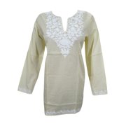 Mogul Women's Cotton Kurta Blouse Top Ethnic Embroidered Tunic Kurti Shirt