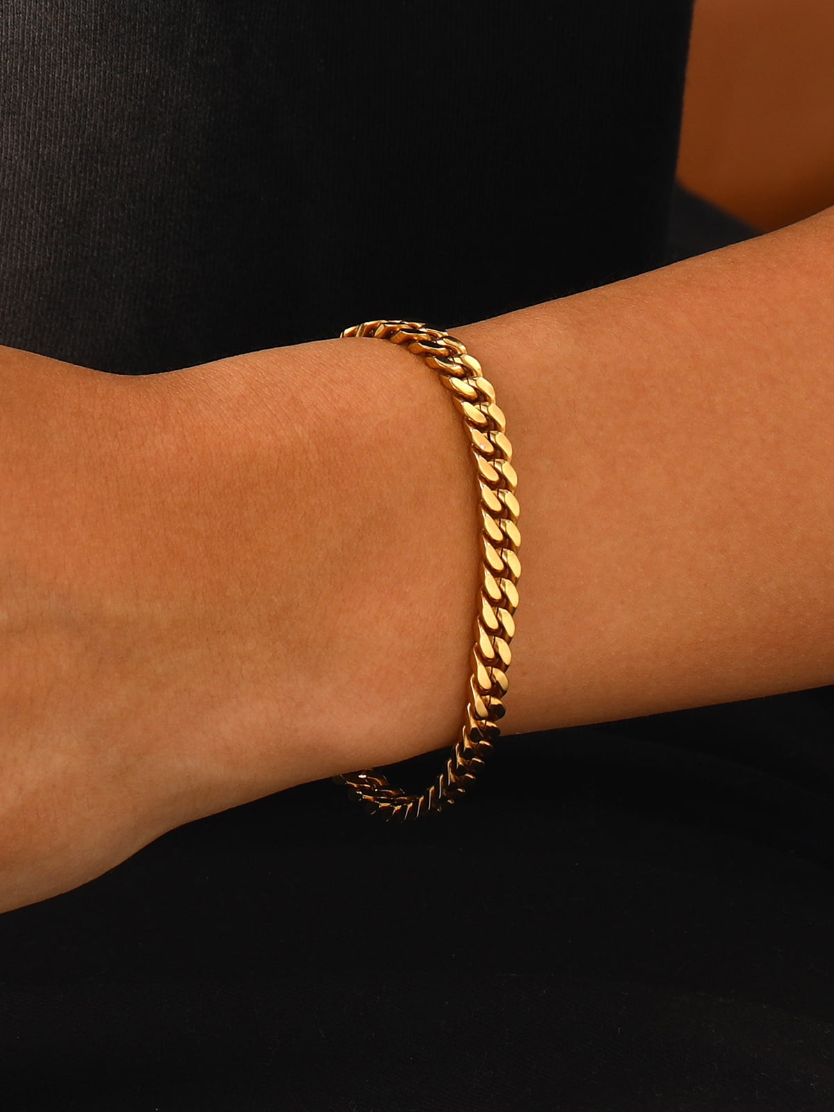 U7 Miami Cuban Bracelet for Men 14K Gold Plated Charm Bracelet 5mm Chain Bracelet Birthday Valentines Jewelry Gift 7.5inch