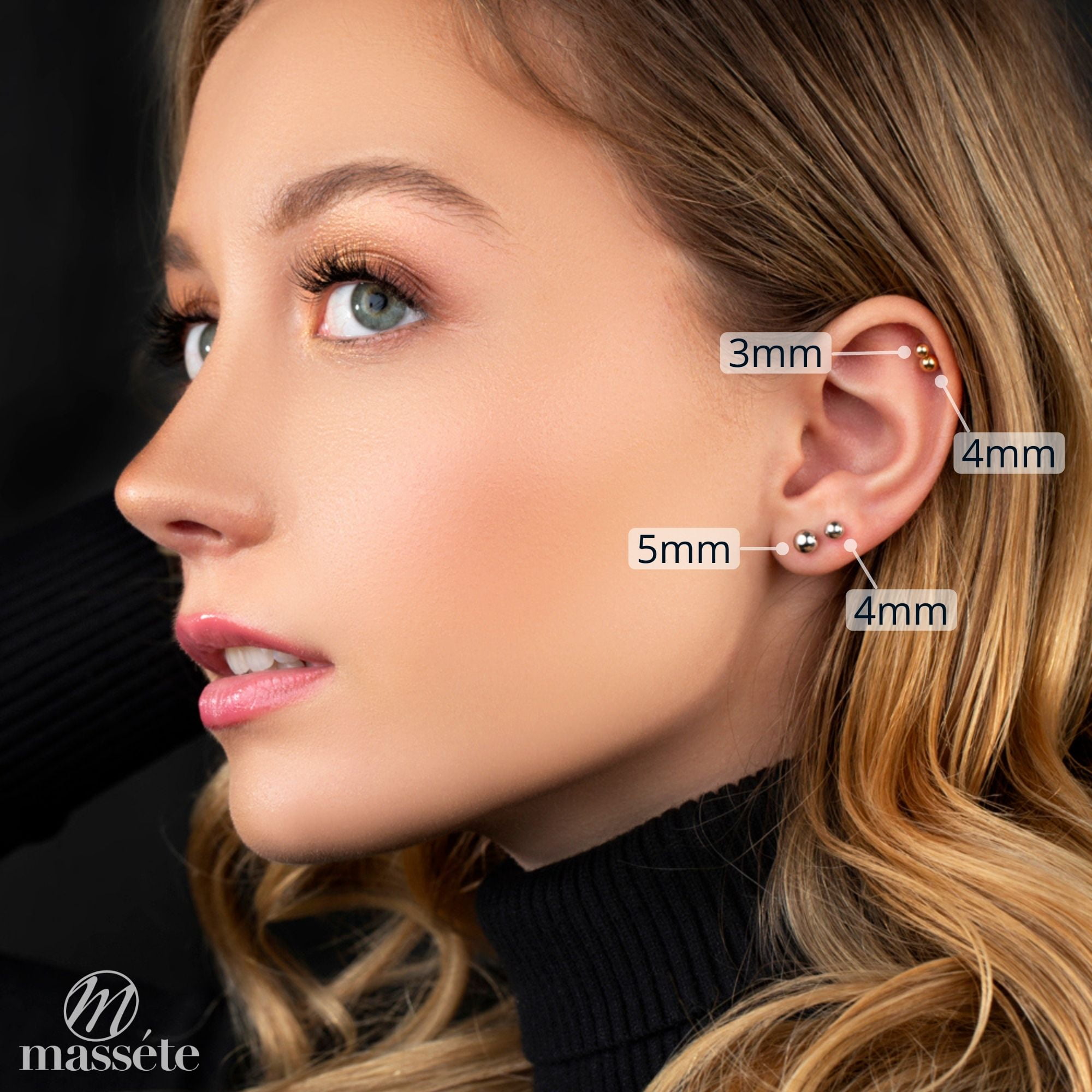 Buy Double Ear Piercing Earrings-10k Gold Chain Stud Earrings-two Hole  Earring-double Circle Chain Earring-geometric Earrings-multiple Piercings  Online in India - Etsy