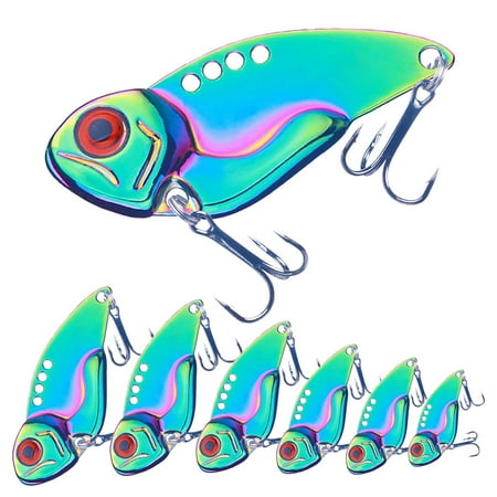 HENGJIA 6 Pack Metal Blade Baits for Bass Fishing Lures Hard Bait VIB Fishing Spoons Lipless Crankbaits Swimbaits for Trout Walleye Crappie Saltwater Freshwater