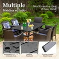 thumbnail image 6 of MF Studio 7-Piece Wicker Outdoor Patio Dining Set with Navy Blue Cushions, Rattan Patio Chairs and Metal Table with Umbrella Hole for 6 People, Black & Brown, 6 of 10