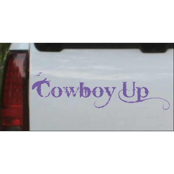 Cowboy Up With Hat Car or Truck Window Decal Sticker