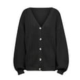 thumbnail image 6 of IROINNID Women's Cardigan Open Front Jacket Solid Color Long Sleeve Leisure Sweater Coat Top Cardigan Loose Hollow Out Coat, Black, 6 of 9