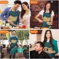 thumbnail image 4 of Teal Marble Gold Line Pattern Apron-Garden Aprons for Women with Pockets-Cotton Linen Waterproof Kitchen Cooking Gardening Aprons Adjustable for Kitchen,Cooking,BBQ and Salon 33x27 Inch, 4 of 7