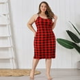 thumbnail image 3 of ebukurty Plus Size Women's Nightgown Cozy Sleeveless Red Plaid Pajamas for Women, Sizes 1XL-4XL, 3 of 7