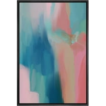 IDEA4WALL Framed Canvas Print Vibrant Blue Pink Pastel Watercolors Abstract Shape Wall Art Modern Artwork Decor Bohemian Colorful Relax/Zen for Living Room, Bedroom - Black 24"x36"