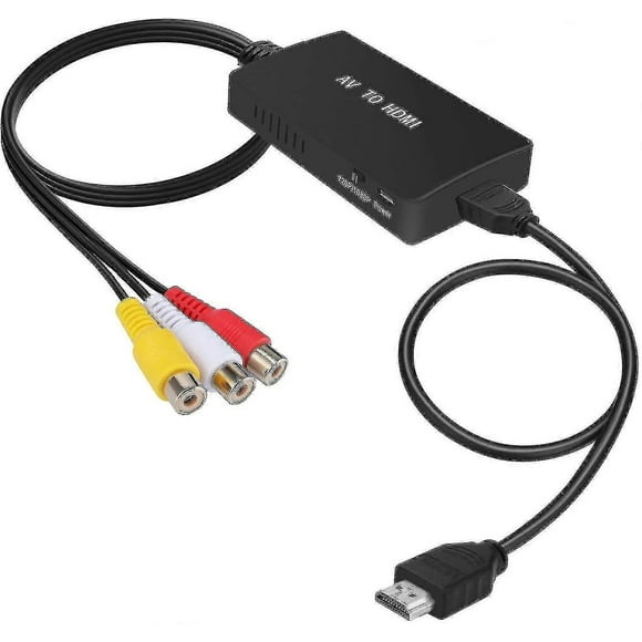 RCA to HDMI Converter, Composite to HDMI Adapter 1080P PAL/NTSC Support - Compatible with PS1, PS2, VCR, DVD Players