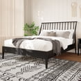 thumbnail image 4 of Harper & Bright Designs Wood Spindle Platform Bed Bamboo Queen Size with Tall Headboard, Simple Bohemian Bed Frame with Wooden Slats and Metal Support, Black, 4 of 10