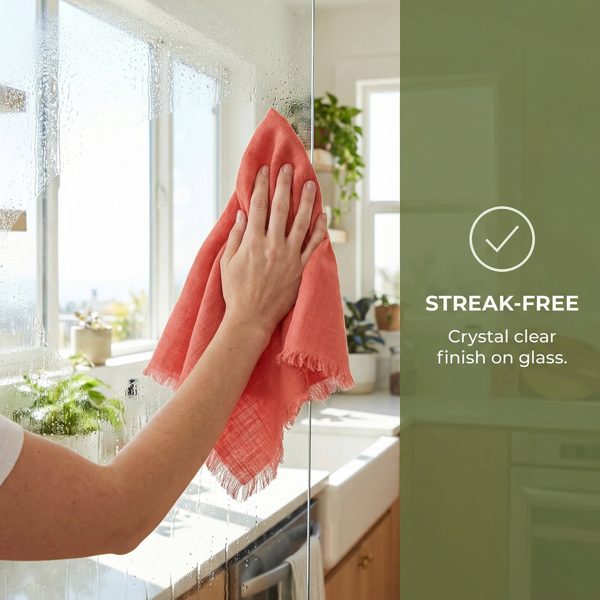 Unique Bargains Soft Absorbent Cotton Linen Kitchen Towels 4 Pack Orange/Pink 18" x 18"