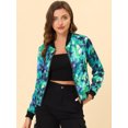 thumbnail image 2 of Dde San Patricio ChaqueDe Bombardero Floral LigeCon CremalleY Cuello Alto PaMujer Verde XS, 2 of 4
