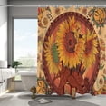 thumbnail image 3 of Shiny Bright Yellow Sun and Moon Shower Curtain,Retro Sunflowers Shower Curtains Sets for Bathroom,Spirituality Art Bath Curtain,Waterproof Fabric with 12 Hooks 72x72 Inches, 3 of 6