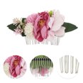 thumbnail image 3 of Unique Bargains 1 Pc Women's Durable Simulated Flowers Side Comb for Parties Rose Red Polyester Fabric Iron, 3 of 4
