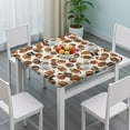 thumbnail image 3 of Beige Footballs and Numbers Pattern Square Fitted Tablecloth with Elastic Edge,Square Table Cover,Washable Elastic Table Cover for Home Kitchen Party Decor 36"x36", 3 of 6