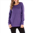 thumbnail image 2 of Sudadera de Mujer de Color Liso con Cuello Redondo, Larga y Abertura Frontal Corta y Trasera Larga Púrpura XXL, 2 of 9