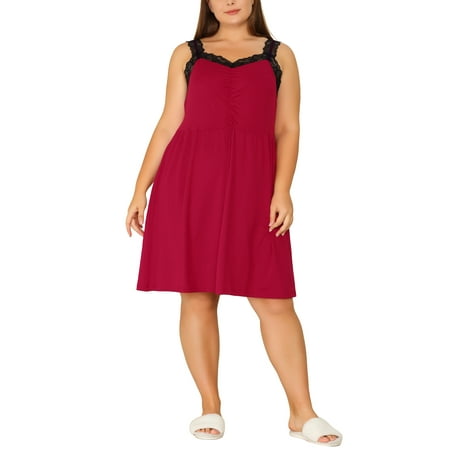 

Agnes Orinda Women s Plus Size Lace Shoulder Straps Knee Length Sleepshirts