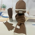 thumbnail image 4 of BRICH Winter Beanie Hat Scarf Gloves Set Long Scarf Neck Warm Knit Hat Warmer Winter Gloves Sets for Men Women Coffee One Size, 4 of 5