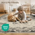 thumbnail image 4 of ODIKA 5'x7' Washable Area Rug Vintage Faded Distressed Transitional Border Interlocking Abstract Flowing for Guest Room, Lounge, Apartment, Non-Slip Low Profile, Stain Resistant, 4 of 7