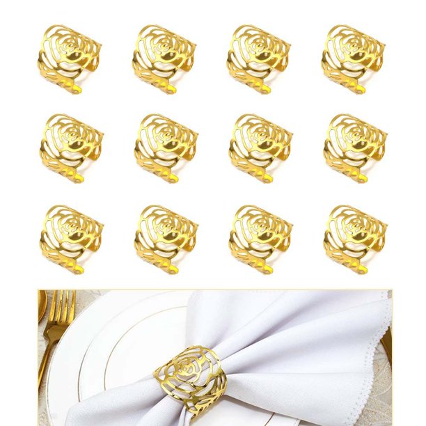 set of 12 creative flower shaped hollow napkin rings