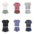 thumbnail image 2 of Ensemble de Vêtements de Nuit Décontractés pour Femmes Pyjama à Manches Courtes avec Motif de Dessin Animé, 2 of 8