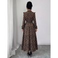 thumbnail image 2 of Multicolor Leopard Print Maxi Dress With Ruffle Neck And Elastic Waist, 2 of 21