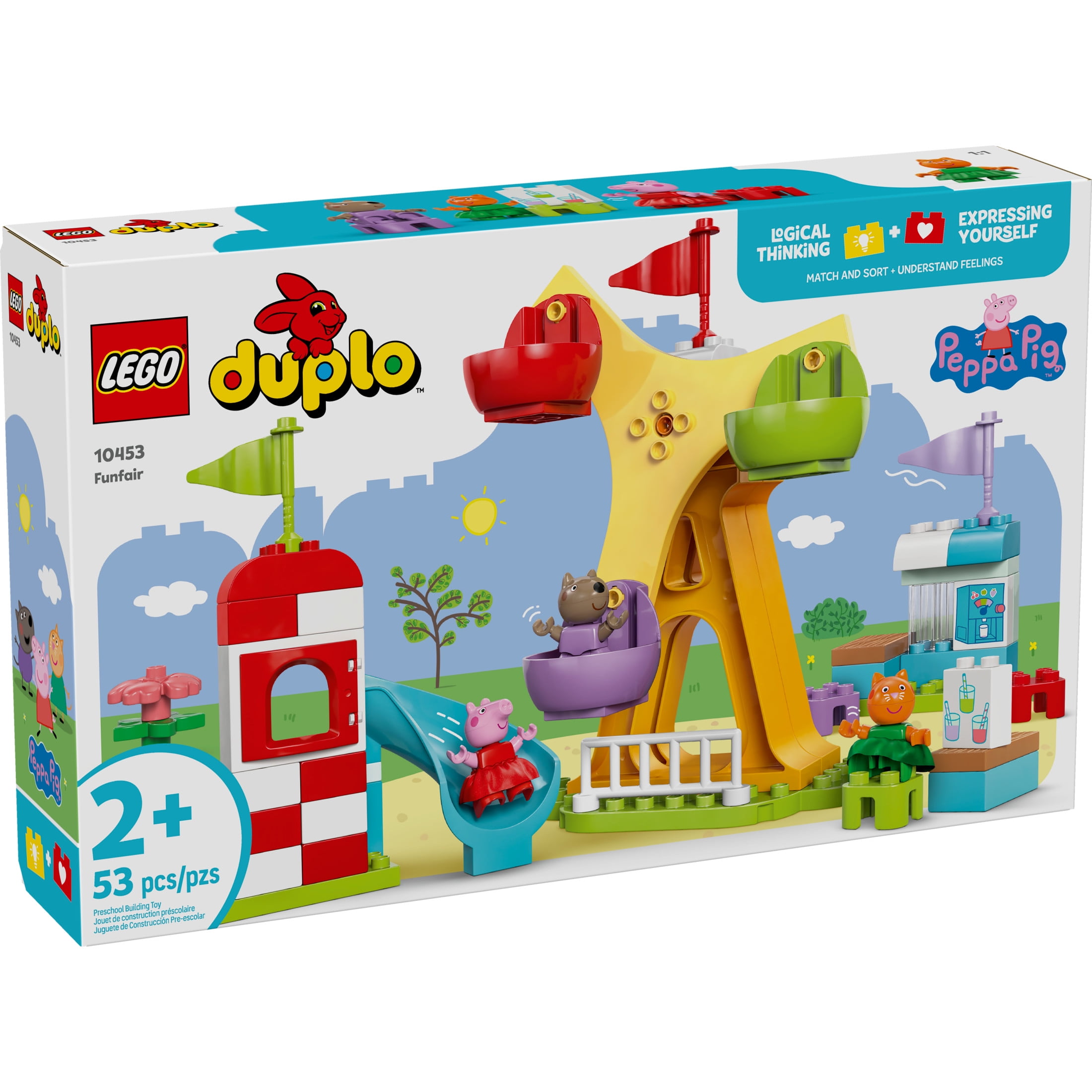 LEGO DUPLO Peppa Pig Funfair Toddler Toy - Sensory Toy Featuring Peppa Pig - Fun Gift for 2+ Year Old Boy or Girl - Helps Preschoolers Develop Color Sorting and Fine Motor Skills - 10453