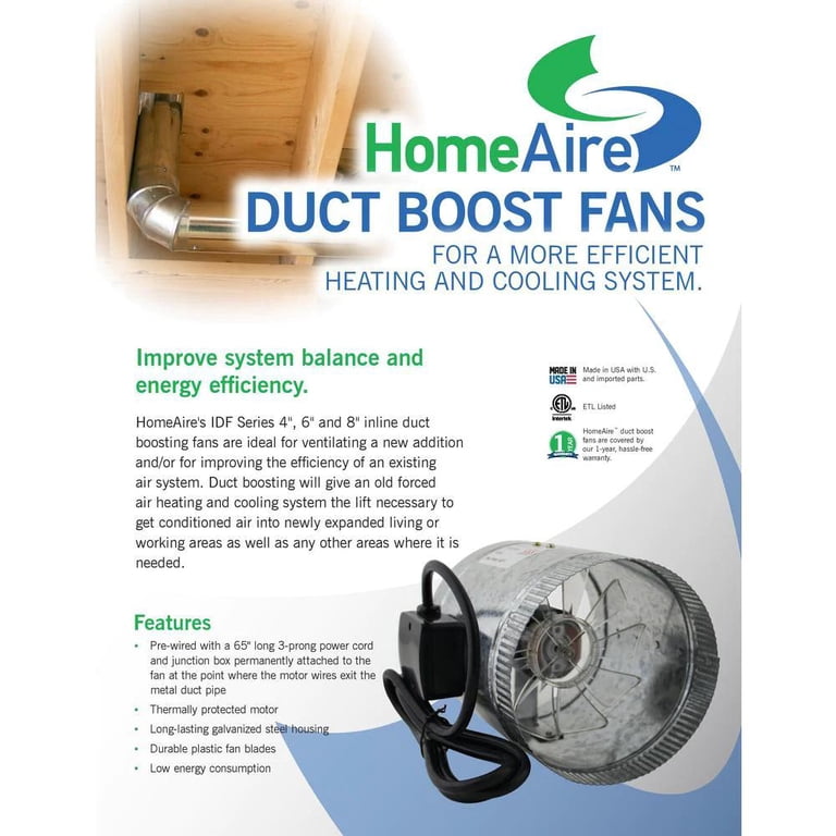 Spruce HomeAire 6 in. Inline Duct Boost Fan - Walmart.com