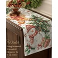 thumbnail image 5 of Christmas Table Runner Snowman - 13x90 Gingerbread Christmas Table Runner with Holly Pine Christmas Tree Winter Decor, Vintage Xmas Winter Decoration for Home Kitchen Dinner Party, 5 of 6