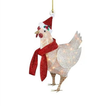 

gluttony Light-Up Chicken w/ Scarf - Holiday Decoration LED Xmas Tree Hanging Pendant