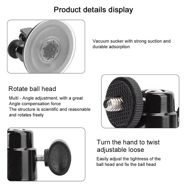 Vehicle-Mounted Holder Easy To Install / Remove Suction Cup Mount Metal+Plastic Aluminium Alloy Data Recorder For Automobile Data Recorder Black,Sliver