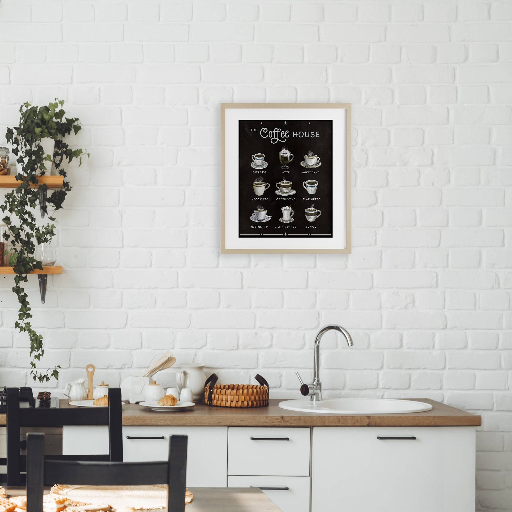 Stupell Industries The Coffee House Menu Birch Framed Print Under Glass, design by Conrad Knutsen