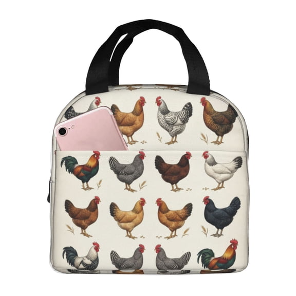 Chicken Lunch Bag For Women Men, Insulated Reusable Lunch Tote Bag, Large Capacity Lunch Box For Work, Leakproof Cooler Lunch Bag For Office Picnic Travel