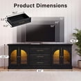 thumbnail image 3 of Lacoo 63'' Vintage-Style TV Stand for TVs Up to 70'' with LED Lights, Entertainment Center with Storage Cabinets and Drawers for Living Room, Black, 3 of 7
