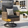 thumbnail image 6 of UDPATIO 6 Pieces Outdoor Conversation Set, All-Weather Wicker Rattan Patio Furniture Sofa Set with Ottoman and Swivel Chairs for Poolside, Backyard，Yellow Brown Wicker Black Cushions, 6 of 10