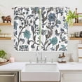 thumbnail image 2 of Boho Leaf Kitchen Curtains 72 Inch Length, Teal Green Spring Farmhouse Pastoral Tribal Grommet Top Bedroom Living Room Curtains, Light Filtering Cafe Curtain Drapes 2 Panels Set 104''x72'', 2 of 9