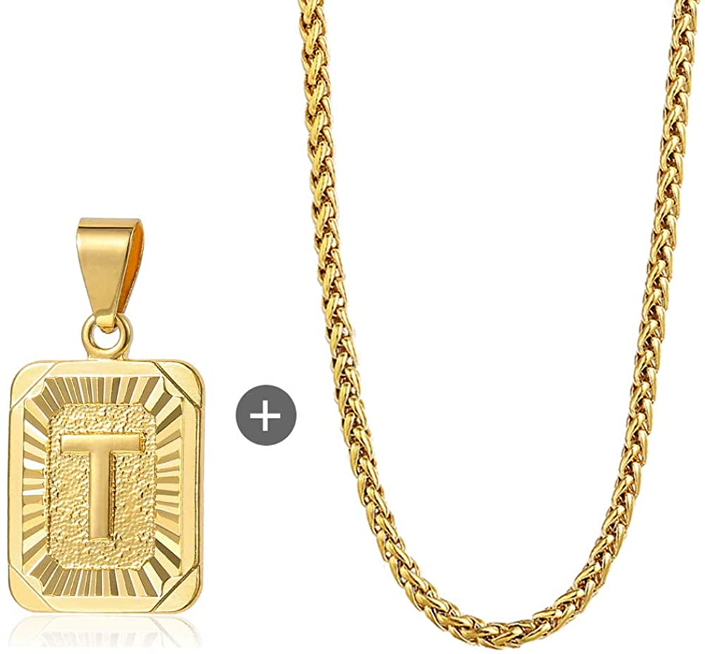 Square Letter Initial T Pendant Bundle 