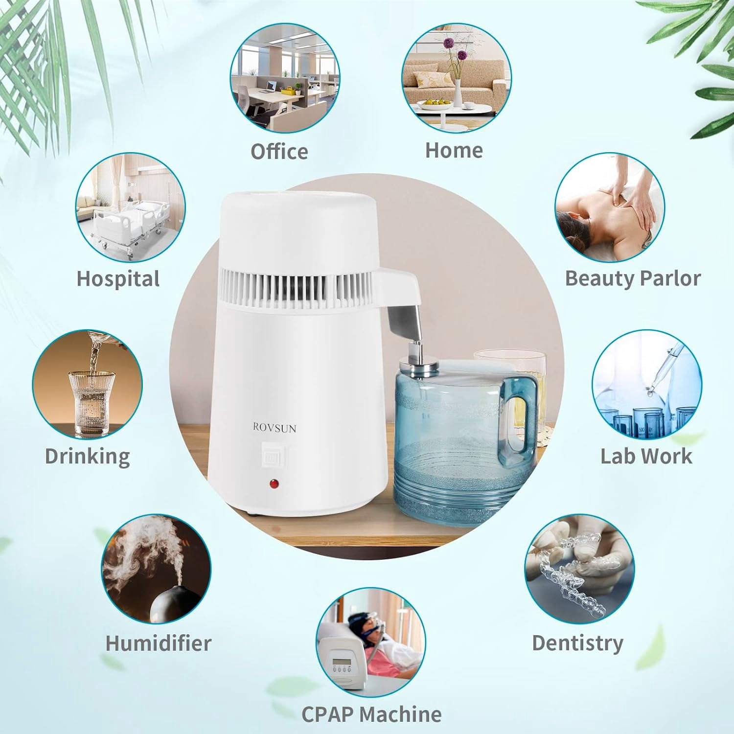 VINGLI 1.1 Gallon/4L Water Distiller, Countertop Distilled Water Machine BPA-Free,Flame-Retardant, 750W, White