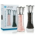 thumbnail image 5 of Premium Stainless Steel Salt and Pepper Grinder Set of 2- Brushed Stainless Steel Pepper Mill and Salt Mill, 6 Oz Glass Tall Body, 5 Grade Adjustable Ceramic Rotor- Salt and Pepper Shakers By Levav, 5 of 7