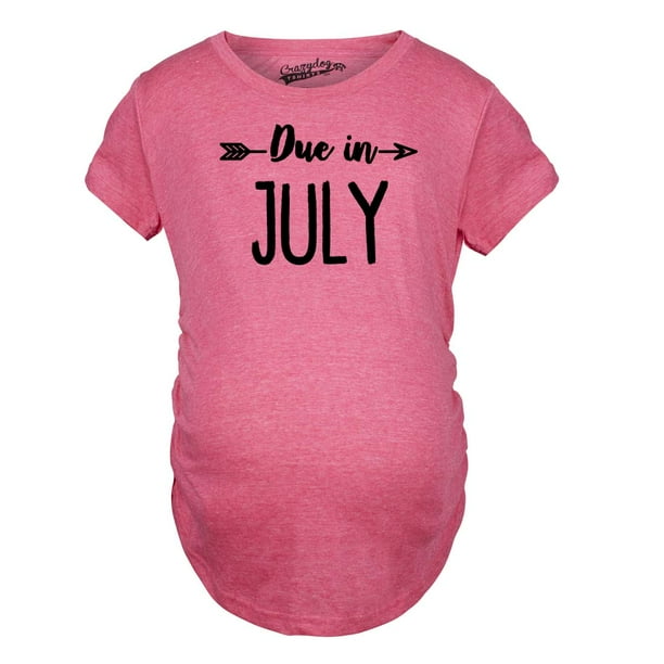 Crazy Dog TShirts Maternity Due In July Funny T shirts Pregnant