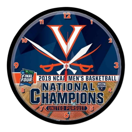 Glass Ncaa Clock - Virginia Cavaliers 2019 NCAA Basketball National Champions Round Wall Clock