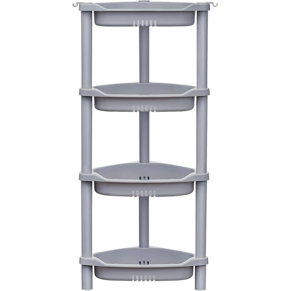 EP 4 Tier Shower Caddy Organizer Shelf Corner, 14.4 x 11.2 x 31.5 Inches, Rustproof, Plastic Shower Rack Stands for Inside Bathroom, Bathtub, Shower Pan, Grey