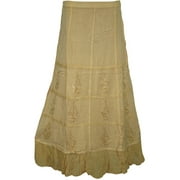 Mogul Womens Maxi Skirt Hippie Boho Rayon Stonewashed Gypsy Peasant Long Skirts