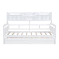 thumbnail image 2 of White Twin Size Daybed with Storage, Wooden Frame, Bedside Shelf, 2 Drawers. Perfect for Bedroom, Living Room, Apartment. Wood Slat Support, No Box Spring Needed., 2 of 5