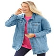 thumbnail image 1 of Woman Within Plus Size Long Stretch Denim Jacket Oversized Jean Jacket - 22 W  Indigo, 1 of 6